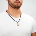 thumbnail image 3 of SERASAR Leather Necklace for Men "Anchor" with Stainless steel Pendant and Magnetic Closure, Gold 60cm, incliding Gift box, 3 of 7