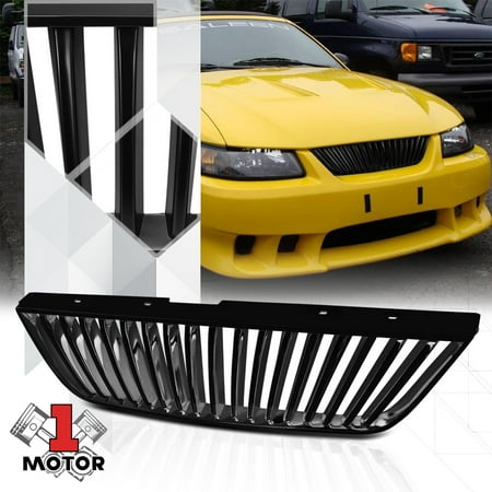 - Matte Black ABS Vertical Bar Billet Bumper Grille/Grill for 99-04 Ford Mustang 00 01 02 03