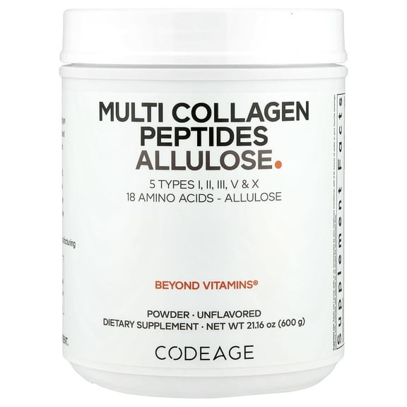 Codeage Multi Collagen Peptides Allulose, Unflavored, 21.16 oz (600 g)