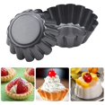 thumbnail image 2 of Paquete de 14 moldes para tartaletas de huevo, moldes antiadherentes para muffins de flores, moldes reutilizables para tartaletas de cupcakes, moldes para tartaletas de acero al carbono, 2 of 7