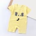 thumbnail image 2 of TOWED22 Baby Boy Girl Summer Clothes Romper Short Sleeve Bodysuit Print Jumpsuit Playsuit Ribbed Jumpsuit Summer Outfit Light Yellow,0-6 M, 2 of 4