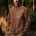 thumbnail image 2 of CharmCyan Men Full Zip Fleece Jacket Lightweight Warm Outdoor Stand Collar Softshell Windproof Casual Coat for Hiking Travel Work Brown 2XL, 2 of 2