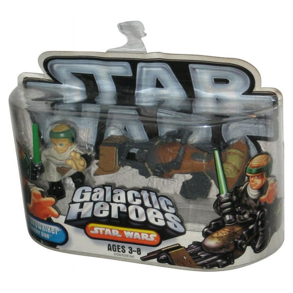 Star Wars Galactic Heroes (2006) Luke Skywalker & Speeder Bike Hasbro Figure Set - (Minor Wear)