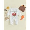 thumbnail image 3 of Thanksgiving Baby Girl Boy Outfit Long Sleeve Gobble Romper 3M 6M 12M 18M Turkey Bodysuit Jumpsuit Fall Winter Clothes, 3 of 10