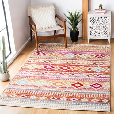 SAFAVIEH Adirondack Betty Southwest Area Rug, Rust/Ivory, 6' x 6' Square