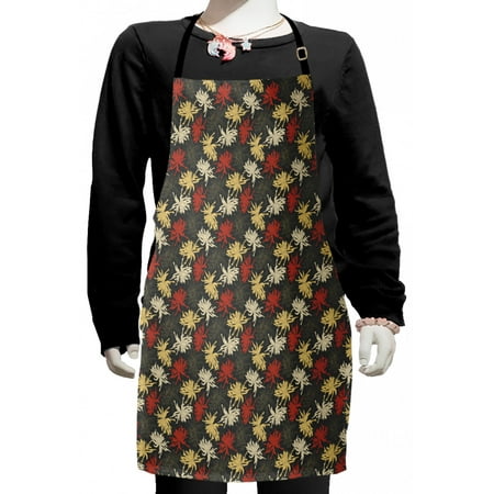 

Floral Kids Apron Vintage Style Flowers Abstract Design Deco Print Boys Girls Apron Bib with Adjustable Ties for Cooking Baking Painting Multicolor by Ambesonne
