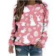 thumbnail image 2 of Jjayotai Bunny Eggs Easter Sweatshirts for Women Clearance, Oversized Graphic Tees, Long Sleeve Crew Neck Tops Plus Size Pink-7 S, 2 of 3