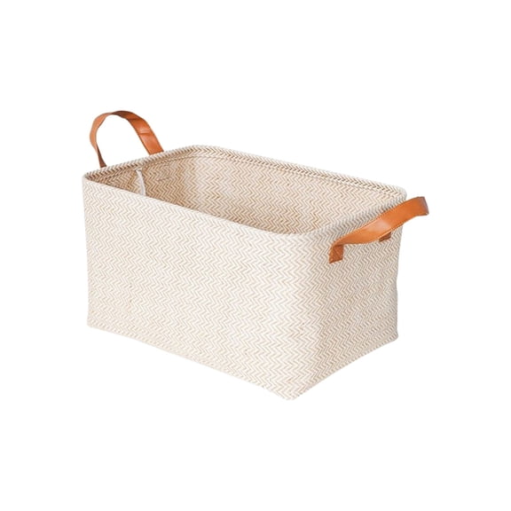 Foldable Fabric Storage Basket, 14.5 x 10.2 x 8.6 in, Cloth, Open-Top Bin with Carry Handles for Closets and Shelves
