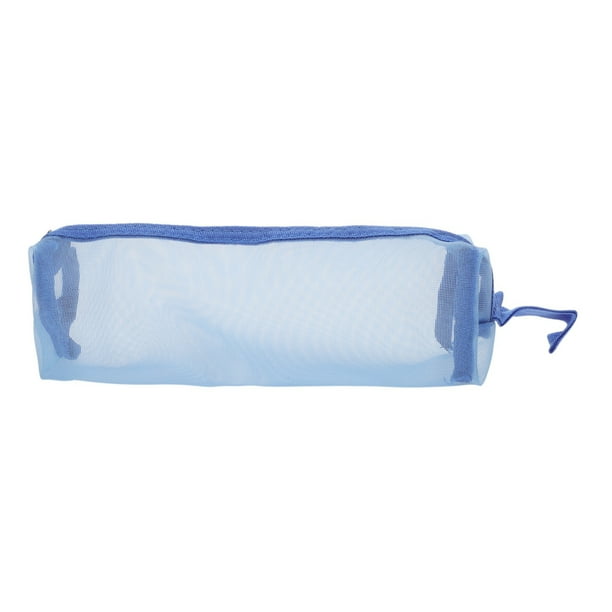 1 Pc Bolsa de Maquillaje de Malla Simple para Viajes de Negocios Azul Claro de Nailon