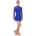 thumbnail image 3 of Moggemol Womens 2-Piece Rhinestone Figure Ice Skating Dress with Mesh Boot Cover Tights Set Royal Blue L, 3 of 7