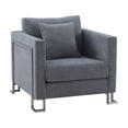 thumbnail image 2 of Heritage Gray Fabric Upholstered Accent Chair with Brushed Stainless Steel Legs, 2 of 2