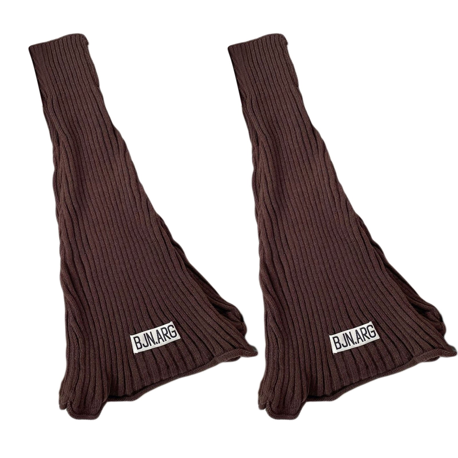 OOKWE Women Harajuku Chunky Ribbed Knit Flare Leg Warmers Solid Color Striped Turn Cuff Foot Cover Gothic Street Slim Footless Knee High Socks