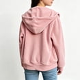 thumbnail image 6 of Girls Hooded Jacket Solid Color Zip Up Hooded Jacket Long Sleeve Ribbed Cuff Casual Outerwear Tops Daily Leisure Coat for Girls with Pockets, 6 of 9