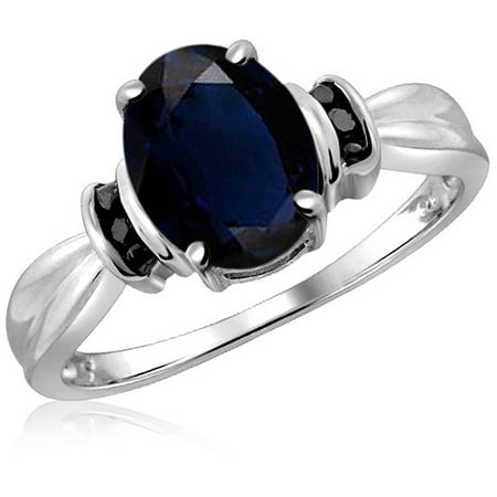 JewelersClub 1.95 Carat T.G.W. Sapphire Gemstone and Black Diamond Accent Ring