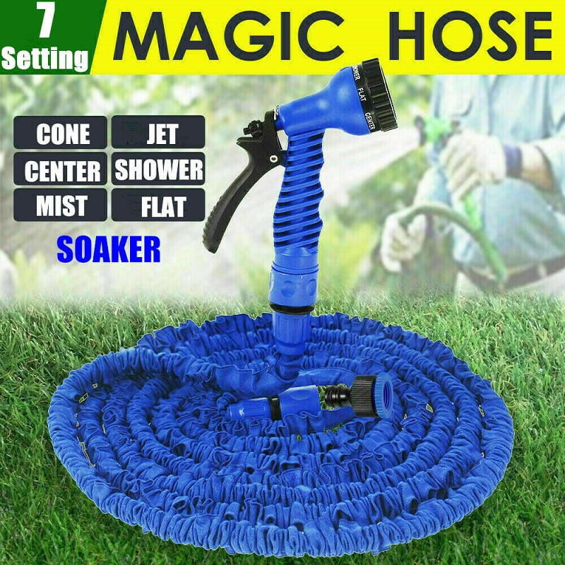 NEW Latex 25 50 75 100 FT Expanding Flexible Garden Water Hose with Spray Nozzle 