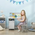 thumbnail image 2 of Qaba Ensemble Bureau et Chaise pour Enfants 2 Pcs avec Tableau Blanc, Rangement, Étagères, Gris, 2 of 10