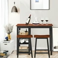 thumbnail image 3 of Gymax 3-Piece Counter Height Dining Table Set w/2 Saddle Stools&Storage Shelves Walnut, 3 of 10