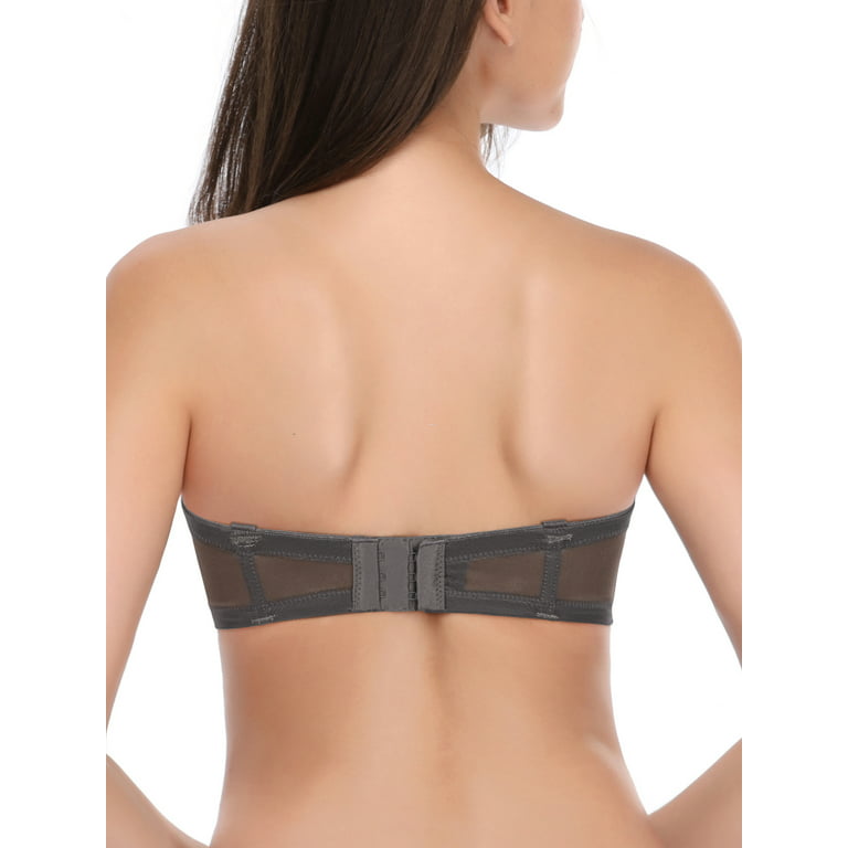 Exclare Women's Multiway Strapless Bra Full Figure Underwire Contour Beauty  Back Plus Size Bra(Grey,34DD) 