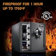 SentrySafe SFW123DSB Fire/Water Resistant Security Safe with Combination Dial and Override Key, 1.2 Cu-Ft., Gray