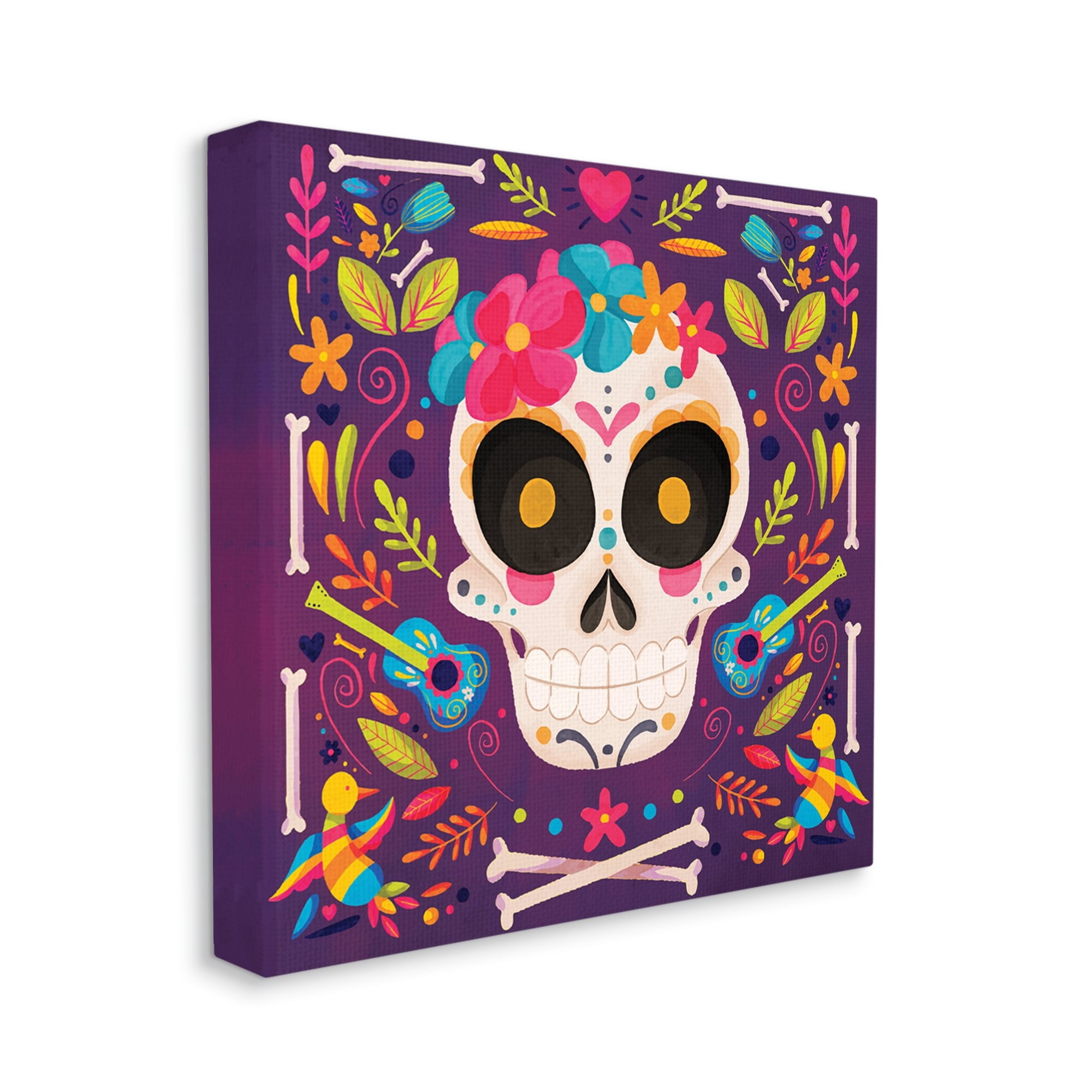 Stupell Industries Day Of Dead Floral Patterned Skull Holiday Painting Gallery Wrapped Canvas Print Wall Art