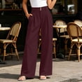 thumbnail image 5 of GUACER Wide Leg Trousers for Women High Waisted Pleated Button Dress Pants for Office & Casual Wear, 5 of 8