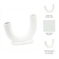thumbnail image 6 of Modern U-Shaped Ceramic Stoneware Vase - Minimalist Decorative Flower Holder for Home, Living Room, Bedroom & Office - Elegant Accent Piece - 8" White, 6 of 12