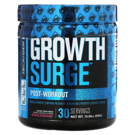 Jacked Factory Growth Surge Post Workout Muscle Builder with Creatine, Betaine, L-Carnitine L-Tartrate - Daily Muscle Building & Recovery Supplement - 30 Servings, Swoleberry Flavor