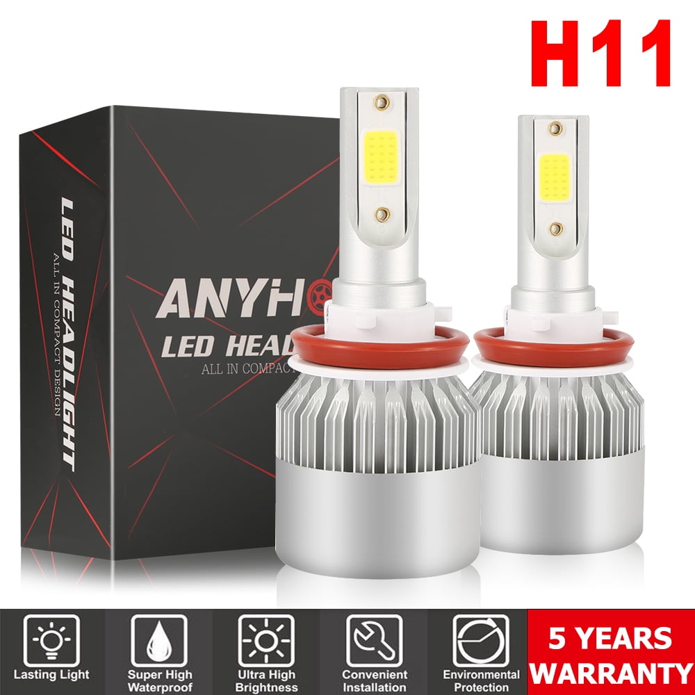 KATUR H8 H9 H11 H16 Led Headlight Bulbs Extremely Bright 10000LM CREE Chips MINI Design All-in-One Headlight Conversion Kit 60W 6500K Xenon White-2 Years Waranty Japan 