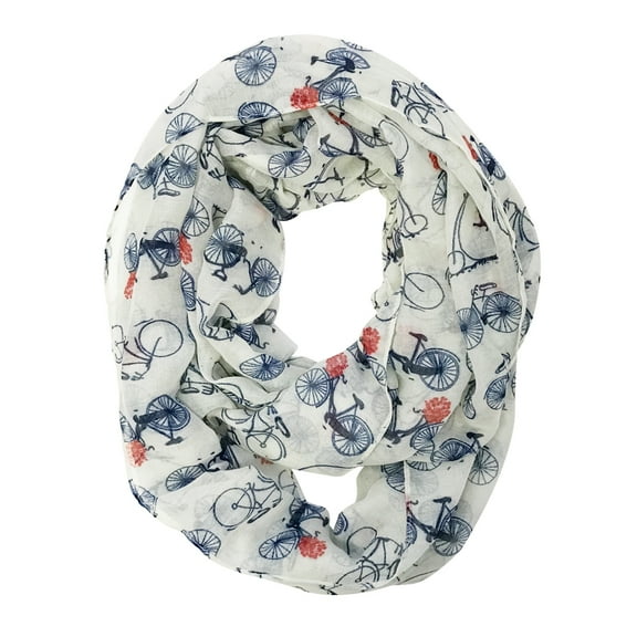 Wrapables? Lightweight Vintage Bicycle Infinity Scarf, White
