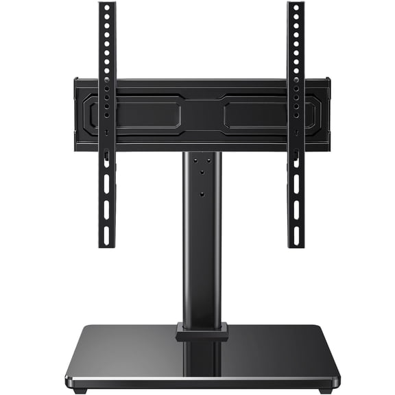 MountFTV Tabletop TV Stand for 24-60 inch TVs, Holds up to 99Lbs, Max 400x400mm, 50° Swivel Universal TV Stand Mount with Alloy Steel Glass Base