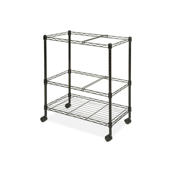 Lorell Mobile Wire File Cart - 4 Casters - Steel - x 26" Width x 12.5" Depth x 30" Height - Black - 1 Each