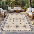thumbnail image 2 of Boho Geometric Outdoor Rug for Patio/Deck/Porch, Non-Slip Large Area Rug 6 x 9 Ft, Retro Rustic Chic Ethnic Abstract Patterned Indoor Outdoor Rugs Washable Area Rugs, Camping Rug Carpet Runner, 2 of 8