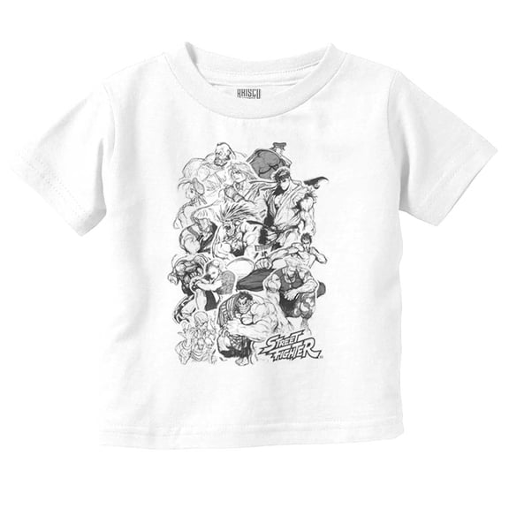 Street Fighter Video Game Sketch Toddler Kids Crew Neck Graphic T-Shirt Brisco Brands 6M