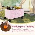 thumbnail image 2 of Costway Large Foldable Utility Cart with  2-Tier Storage Crates 5 Rotate Wheels Metal Pink, 2 of 10