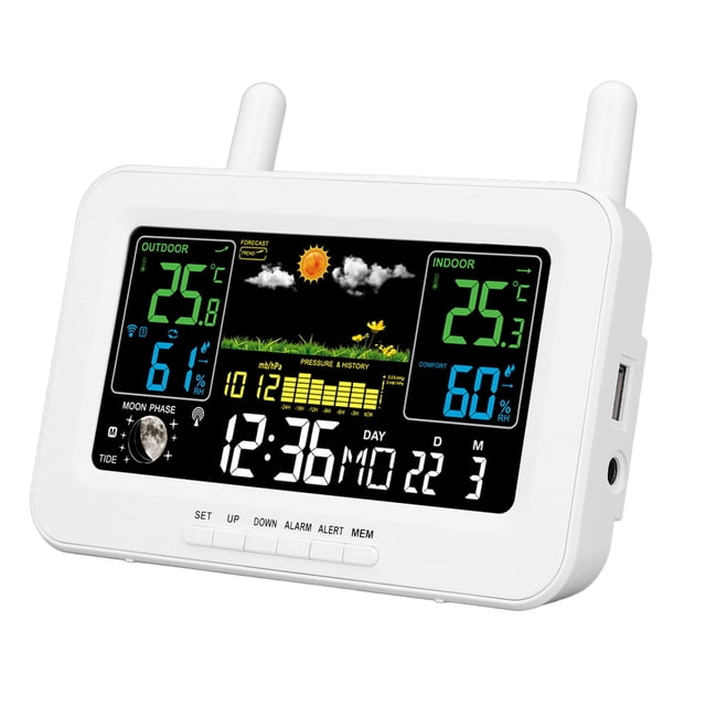 Estación Meteorológica, Termómetro Para Interiores Y Exteriores, Pantalla ABS A Color, Sensor Digital De Temperatura Y Humedad, Estación De Pronóstico Del Tiempo