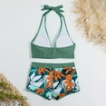 thumbnail image 2 of up to 30% off Usmixi Swimsuits for Women 2 Piece Tie High Waist Tummy Control Swimsuits Bathing Suits Sleeveless V-Neck Leaves Print Swimwears Bikini Sets Army Green S Up to 65% off, 2 of 7