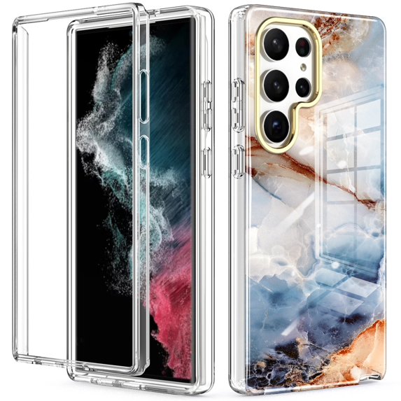 Dteck for Samsung Galaxy S23 Ultra Case Marble Pattern Hybrid Hard Back Soft TPU Raised Edge Ultra-Thin Shock Absorption Scratch Proof Slim Protective Case for Samsung Galaxy S23 Ultra,Cloud Sea