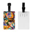 thumbnail image 2 of Luggage Tags for Suitcases, Abstract Musical Faces Leather Bag Luggage Tags ID Label Tags Privacy Protection Travel Bag Labels, 2 of 6