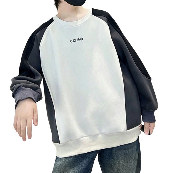 Generic Boys Color Block Crewneck Sweatshirt Cute Print Fleece Pullover Sweaters Kids Trendy Casual Baggy Long Sleeve School Clothes
