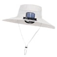 thumbnail image 1 of Sombrero para el sol, ajustable, de ala ancha, recargable, con ventilador, sombrero de pescador con gris claro, 1 of 9