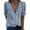 Blue, variant on Women Classy Tunics Deep V-Neck Lace Neckline Hollow Outs Leeve Short Sleeve Solid 2024 Summer Leisure Shirts Lace Crochet Flowy Swiss Dot