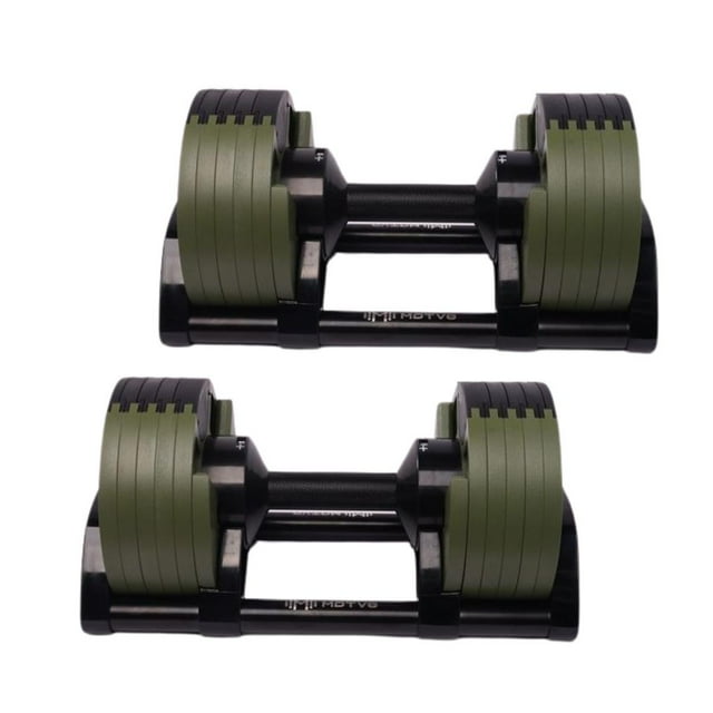Probell 550 Haltères Ajustables - Motv8 Probell 550s, 5 Lb - 50 Lb Haltères Libres Ajustables pour Hommes et Femmes - Entraînement de Force et Mise en Forme (Paire Vert Armée)
