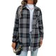thumbnail image 5 of Chaqueta Larga A Cuadros Para Mujer, Cierre De Botón, Chaqueta Con Cuello Vuelto Para Mujer, Poliéster, Botonadura Sencilla, Elegante Para Viajar Y Trabajar ANGGREK XL negro, 5 of 7