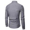 thumbnail image 2 of Fsqjgq Striped Dress Shirts for Men Slim Fit Long Sleeve Button Up Shirt Business Man Shirts Blouse Grey L, 2 of 3