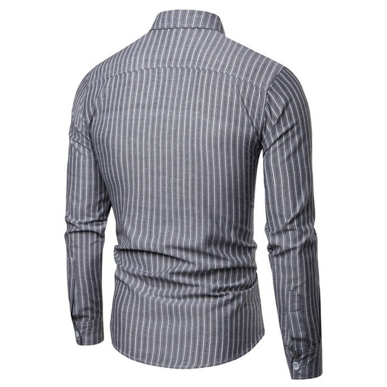slim fit dress slacks Grey Vertical Striped Shirt With Matching Pants – Suits & More