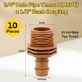 thumbnail image 2 of PVC to Drip Irrigation Adapter, 3/4" PVC Male Pipe Thread (MNPT) x 1/2" Drip Irrigation Barbed Coupling Drip Line to Threaded Hose Adapter Fittings (10 Pack) 3/4" MNPT to 1/2" Coupling, 2 of 7