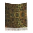 thumbnail image 2 of Foulard à Franges pour Femmes, Texture Vintage Marron Vert, Châle Long, Léger et Chaud, 2 of 6