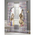 thumbnail image 4 of Easter Bunny Sheer Curtains 108 Inch Length 2 Panels Set Window Treatments, Spring Easter Eggs Chick Floral Purple Check Rod Pocket Semi Curtains for Living Room/Bedroom/Kitchen Décor, 104"W x 108"L, 4 of 7