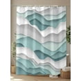 thumbnail image 4 of Fsddascl Teal Ombre Shower Curtain Set - Standard 72" x 72" Washable Bathtub Curtain with 12 Hooks, Modern Geometric Moire Abstract Art Waterproof Fabric Stall Shower Curtains for Bathroom/Bathtub, 4 of 6