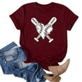 thumbnail image 5 of JLFKNG Women's Tee Shirts Fashion Sports Baseball Print Round Neck Short Sleeve Casual T Shirt Tops Breathable Loose Fit Comfy Womens Clothing, 5 of 5